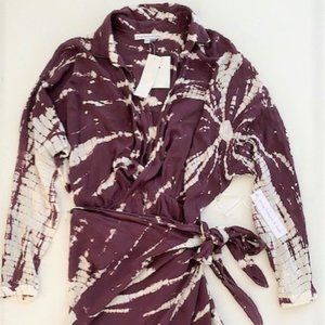 Young Fabulous & Broke YFB Crossover Tie Dye Wrap Dress Purple/White